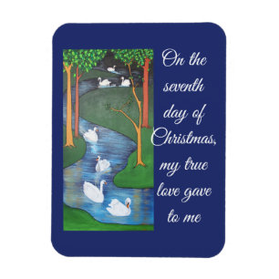 A Flock of Seven Swans-A-Swimming Magnet