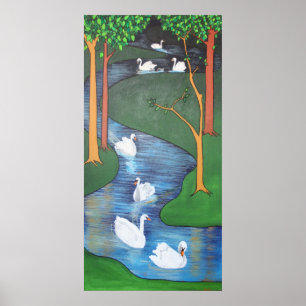 A Flock of Seven Swans-A-Swimming  Poster