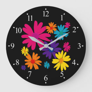 A floral bed of daisy flowers large clock