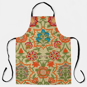 A floral design by mirror repeat. Orange and green Apron