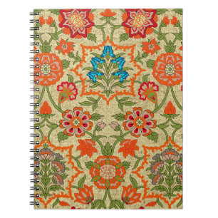 A floral design by mirror repeat. Orange and green Notebook