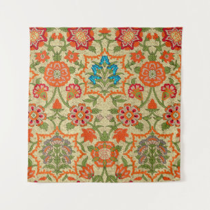 A floral design by mirror repeat. Orange and green Tapestry