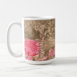 A floral design featuring vibrant pink peonies at  coffee mug