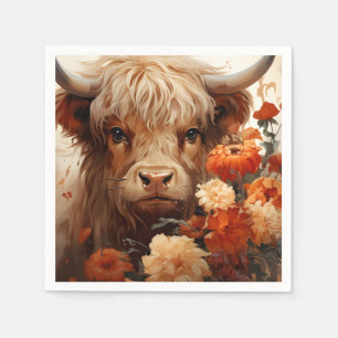 A Floral Highland Cow Series Design 1 Napkin