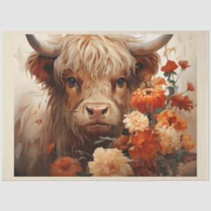 A Floral Highland Cow Series Design 1 Tissue Paper