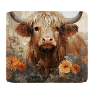 A Floral Highland Cow Series Design 2 Cutting Board