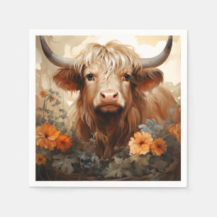 A Floral Highland Cow Series Design 2 Napkin