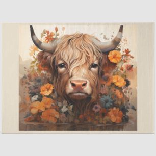 A Floral Highland Cow Series Design 3 Tissue Paper
