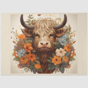 A Floral Highland Cow Series Design 4 Tissue Paper
