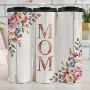 A Floral Mom Greeting Thermal Tumbler