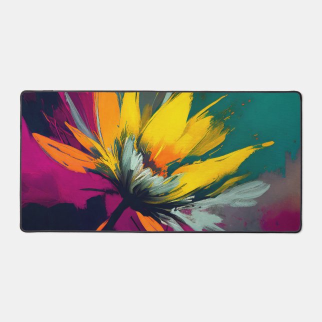 A Floral Odyssey – Expressive Bloom In Motion Desk Mat (Front)