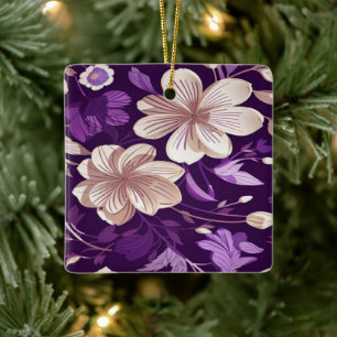 A floral pattern with purple background ceramic ornament