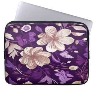 A floral pattern with purple background laptop sleeve