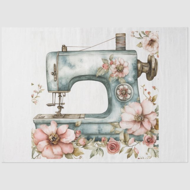 A Floral Sewing Machine  Series Design #12 Tissue Paper (Front)