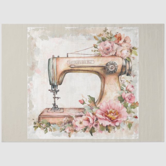 A Floral Sewing Machine  Series Design #17 Tissue Paper (Front)