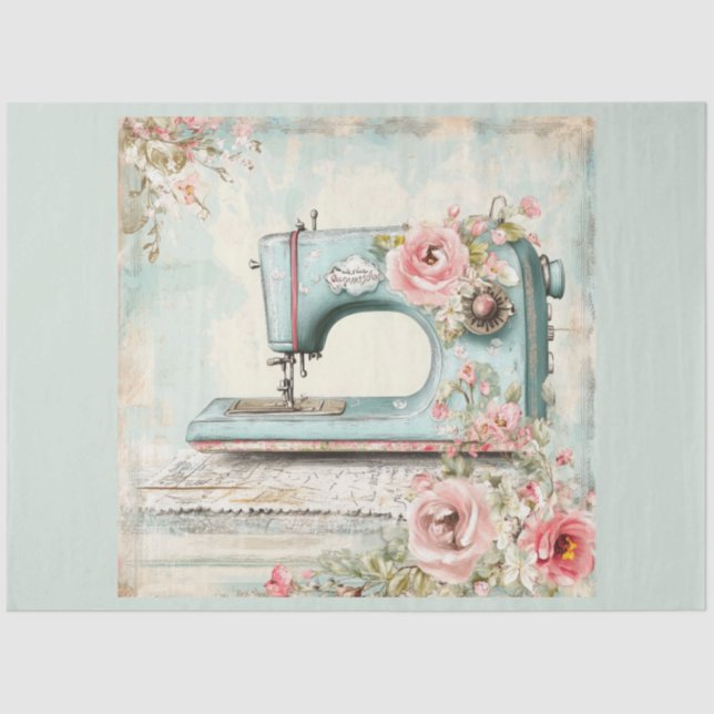 A Floral Sewing Machine  Series Design #19 Tissue Paper (Front)