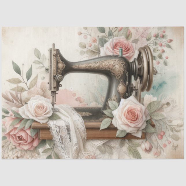 A Floral Sewing Machine  Series Design #2 Tissue Paper (Front)