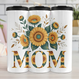 A Floral Sunflower Mom Greeting Thermal Tumbler