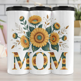 A Floral Sunflower Mum Greeting Thermal Tumbler