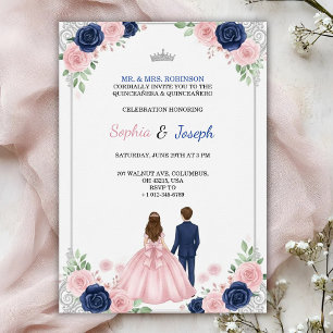 A floral themed Quinceanera Invitation