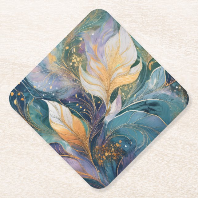 a flower-paper stand paper coaster (Front)