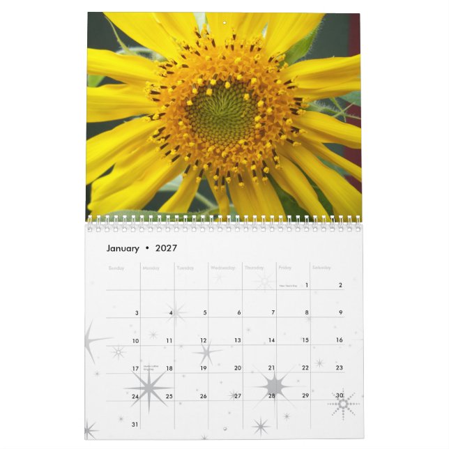 A Flower Pictorial Calendar (Jan 2027)