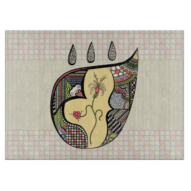 A Flower Within Glass Cutting Board (Front)