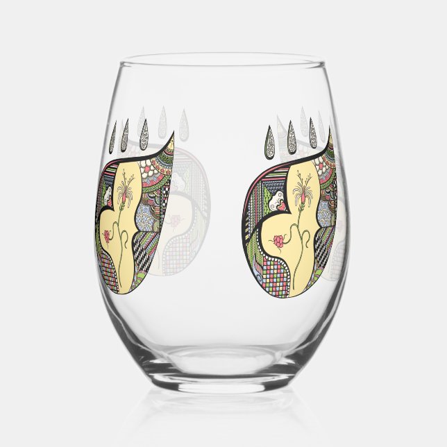 A Flower Within Stemless Wine Glass (Front)