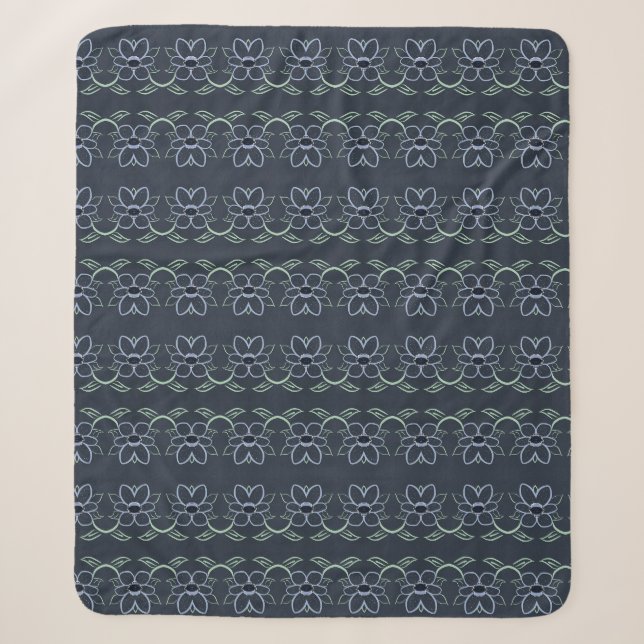 A Flowered Blanket In Navy Blue (Front)