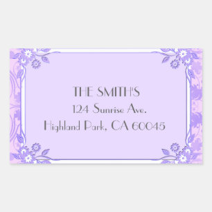 A Flowery Light Purple Rectangular Sticker