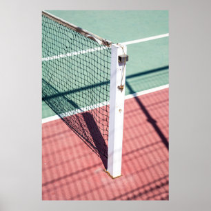A FOCUSED SHOT OF A POST ON ONE SIDE OF A TENNIS N POSTER