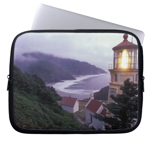 A foggy day on the Oregon coast at the Heceta Laptop Sleeve (Front)
