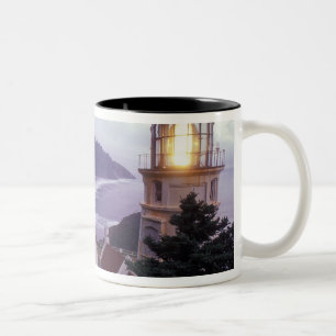 A foggy day on the Oregon coast at the Heceta Two-Tone Coffee Mug