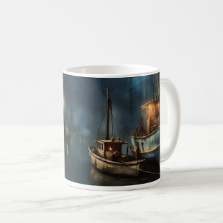 A Foggy Night At The Harbor Coffee Mug