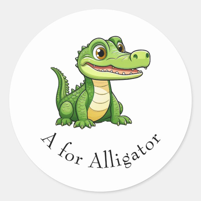 A for Alligator Classic Round Sticker (Front)