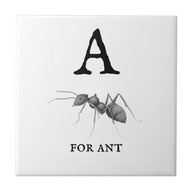 "A" for Ant  Ceramic Tile (Front)