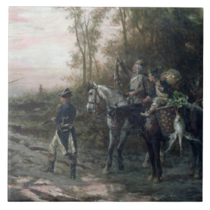 A Foraging Party Returning to Camp (oil on canvas) Ceramic Tile