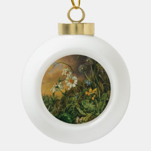 A Forest Floor with Daisies, Primroses, ... Ceramic Ball Christmas Ornament