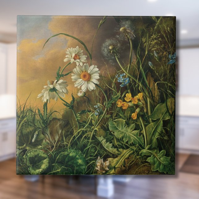 A Forest Floor with Daisies, Primroses, ... Ceramic Tile (Creator Uploaded)