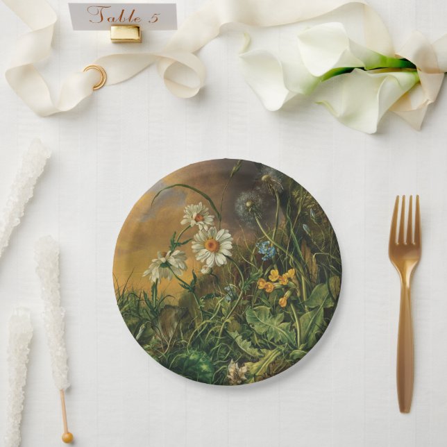 A Forest Floor with Daisies, Primroses, ... Paper Plate (Wedding)