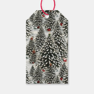 A Forest of Snow Covered Christmas Trees Gift Tags