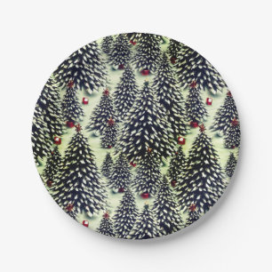 A Forest of Snow Covered Christmas Trees  Paper Plate