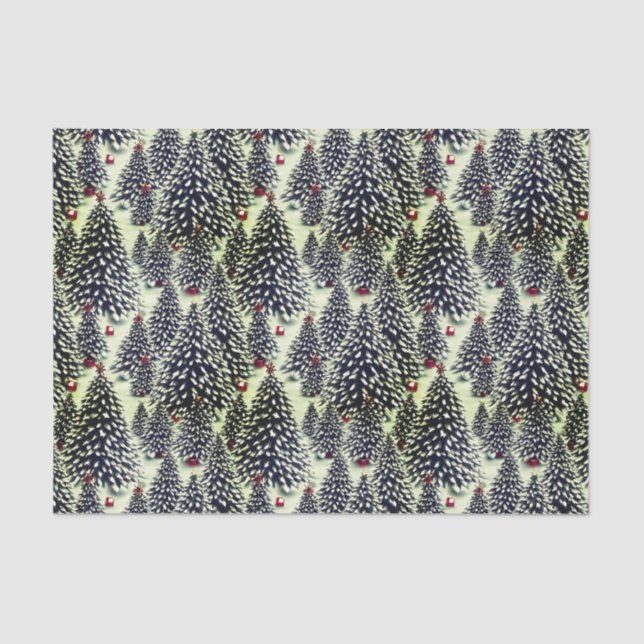 A Forest of Snow Covered Christmas Trees Tissue Paper (Front)