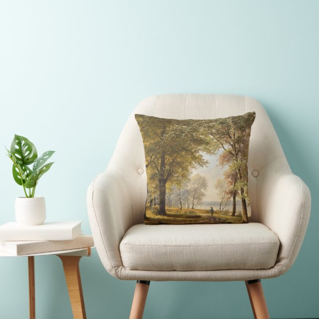 A Forest Path with Hiker in Autumn Cushion (Chair)