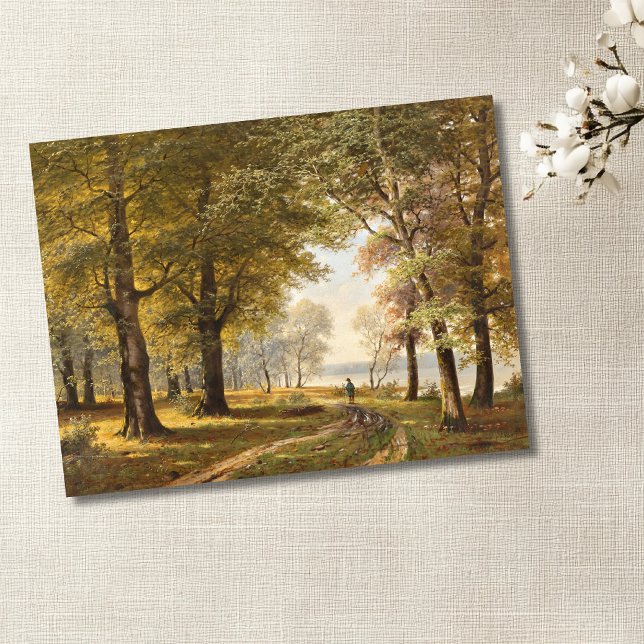 A Forest Path with Hiker in Autumn Postcard (Creator Uploaded)
