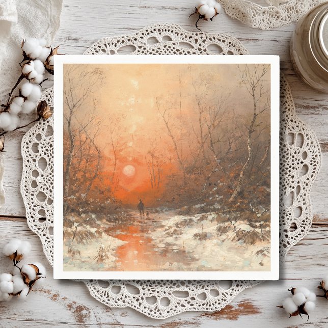 A Forest Path with Hunter at Sunset  Napkin (Creator Uploaded)