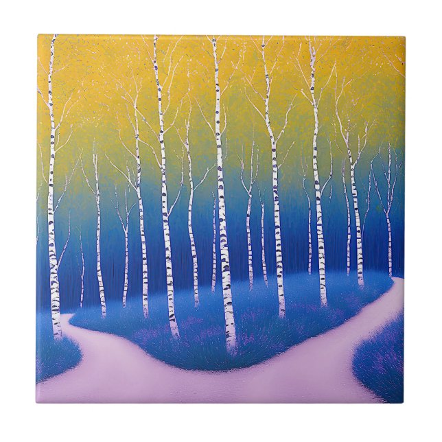 A Fork in Time – A Woodland Landscape Ceramic Tile (Front)
