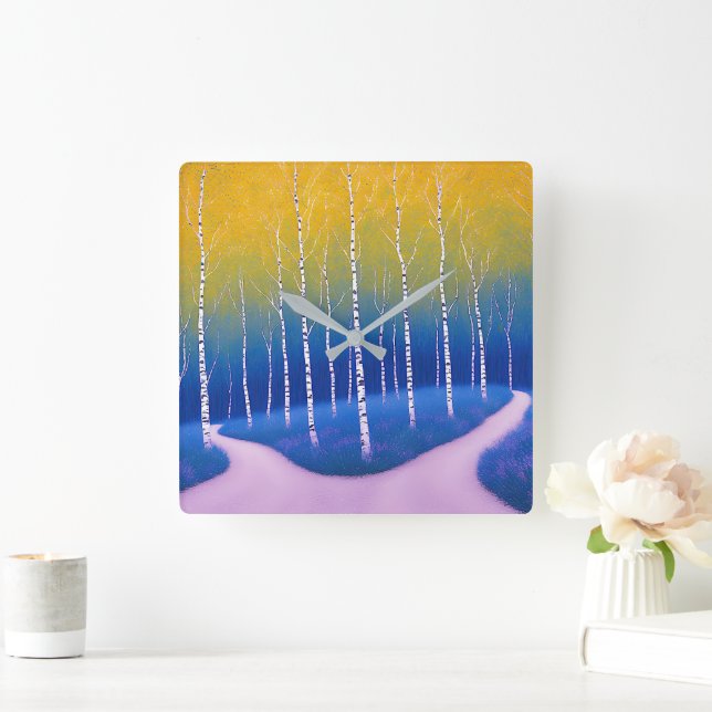 A Fork in Time – A Woodland Landscape Square Wall Clock (Home)