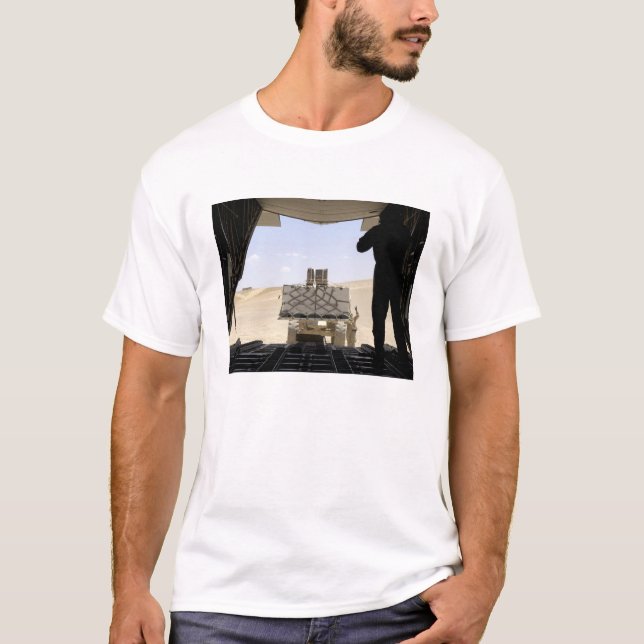 A forklift loads cargo onto a C-130 Hercules T-Shirt (Front)