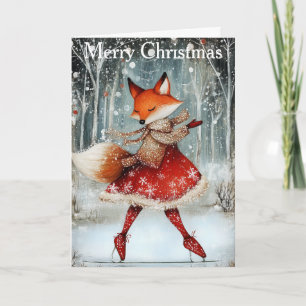 A Fox Ice Skating Holiday Card